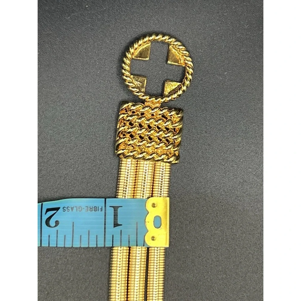 Vintage St John Gold Toned Stretchy Coil Belt with Rhinestone Medallions